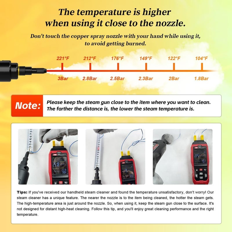 Flgocexs Steam Cleaner,15s Heat-Up,1.6L Tank,3-Level Adjustable Handle,2500W Steamer for Cleaning,Portable Steamer for Cleaning with 16PCS Accessories,Steam Cleaner for Home,Car,Dirt,Grease,Grout,Tile,Couch - Image 5